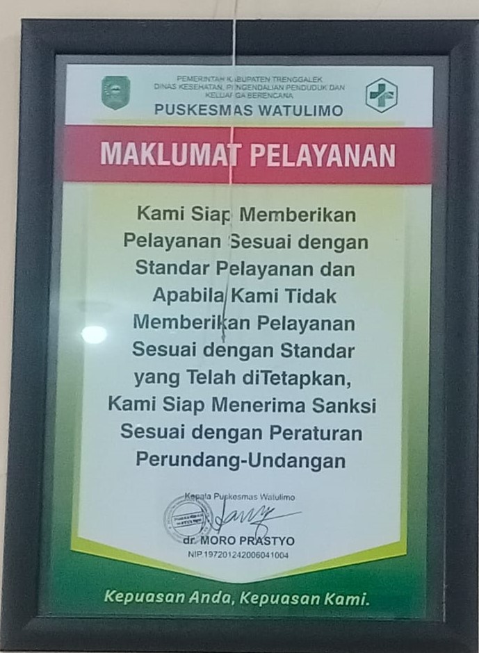 MAKLUMAT PELAYANAN PUSKESMAS WATULIMO